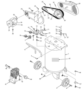Tank Parts Diagram and Parts List for VT631901  Campbell Hausfeld Compressor
